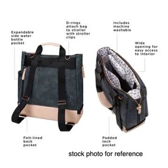 Petunia pickle bottom Pivot Pack indigo‎ blush diaper bag backpack leather vegan - Picture 14 of 16